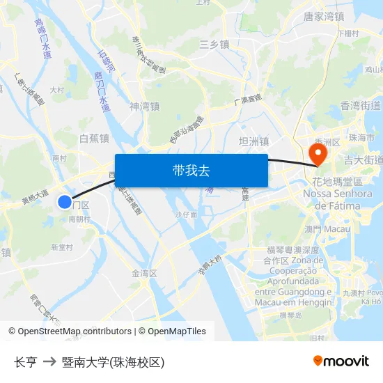 长亨 to 暨南大学(珠海校区) map