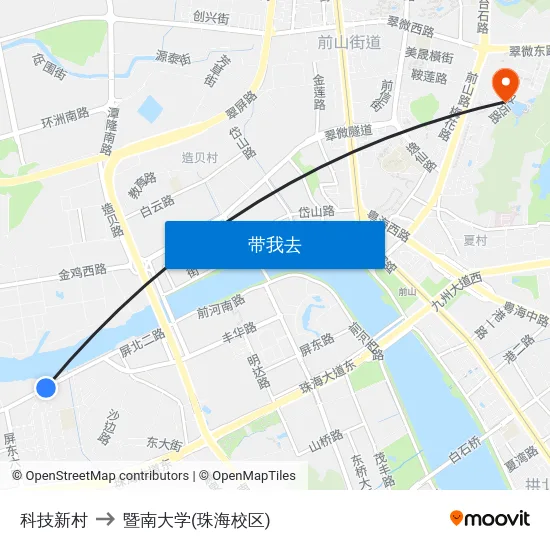 科技新村 to 暨南大学(珠海校区) map