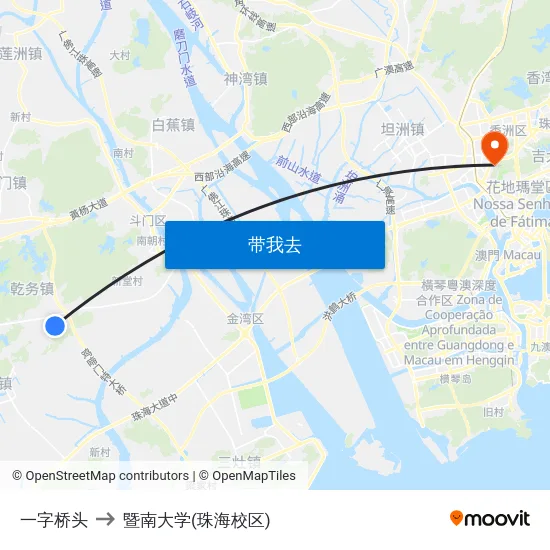 一字桥头 to 暨南大学(珠海校区) map