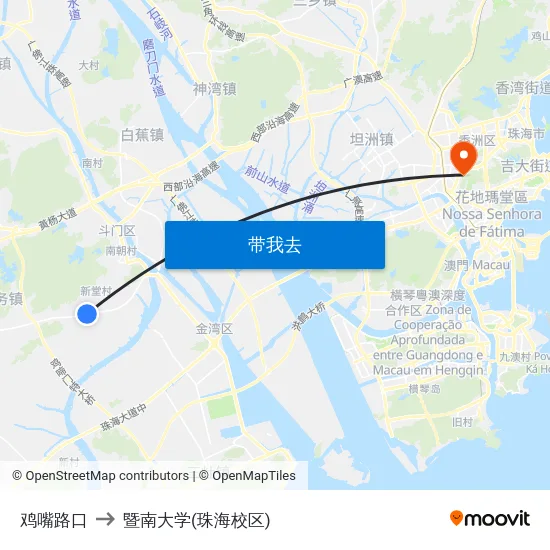 鸡嘴路口 to 暨南大学(珠海校区) map