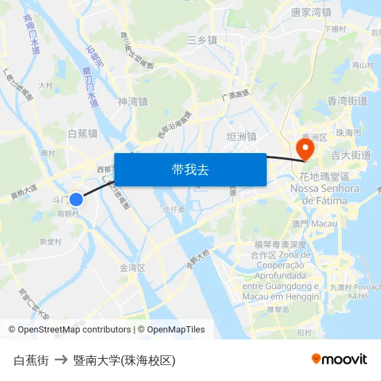 白蕉街 to 暨南大学(珠海校区) map