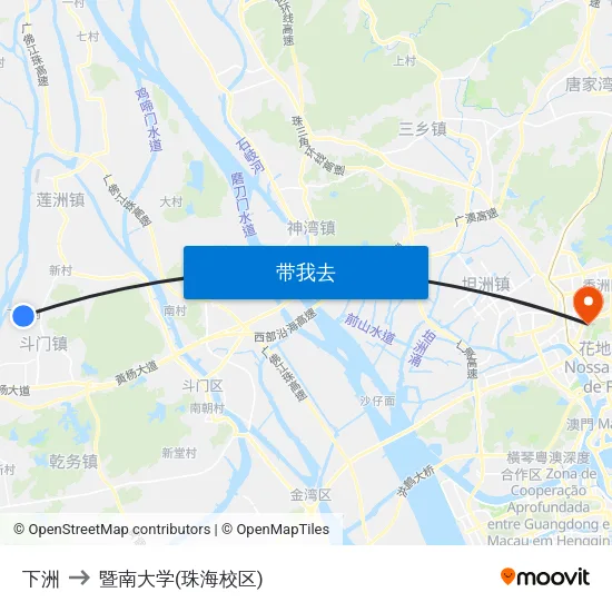 下洲 to 暨南大学(珠海校区) map