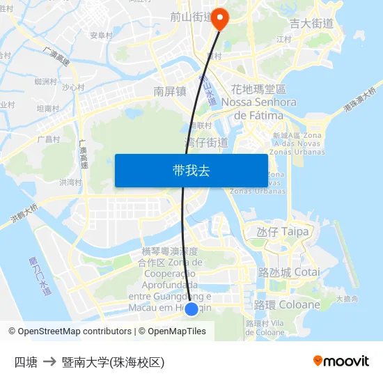 四塘 to 暨南大学(珠海校区) map