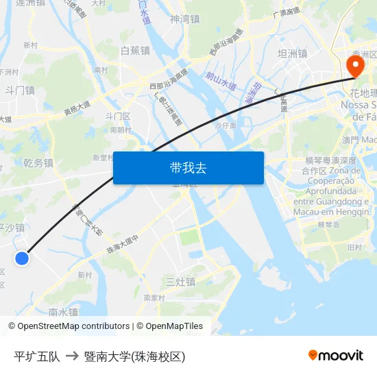 平圹五队 to 暨南大学(珠海校区) map