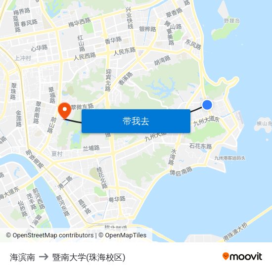 海滨南 to 暨南大学(珠海校区) map
