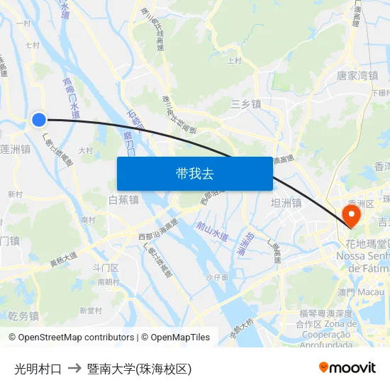 光明村口 to 暨南大学(珠海校区) map