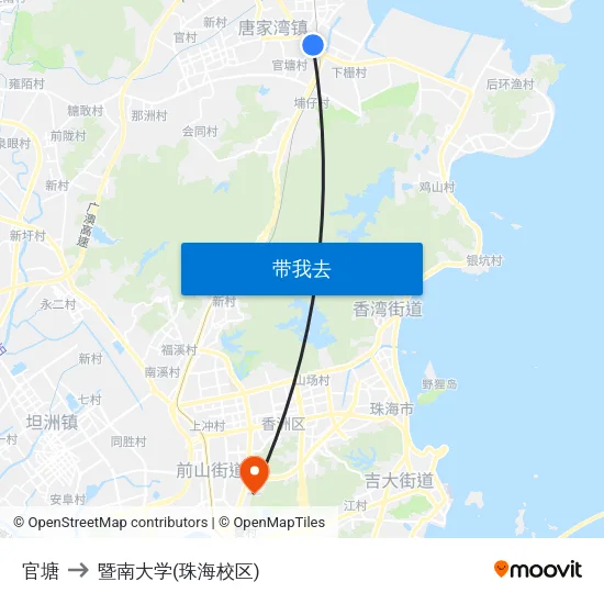 官塘 to 暨南大学(珠海校区) map