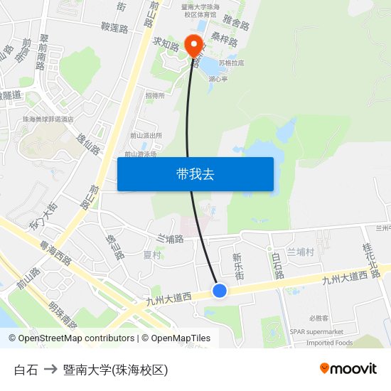 白石 to 暨南大学(珠海校区) map
