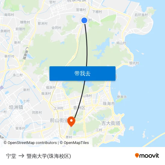 宁堂 to 暨南大学(珠海校区) map