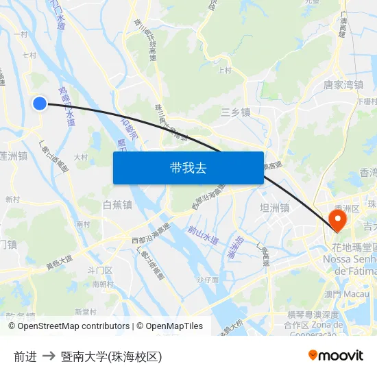 前进 to 暨南大学(珠海校区) map