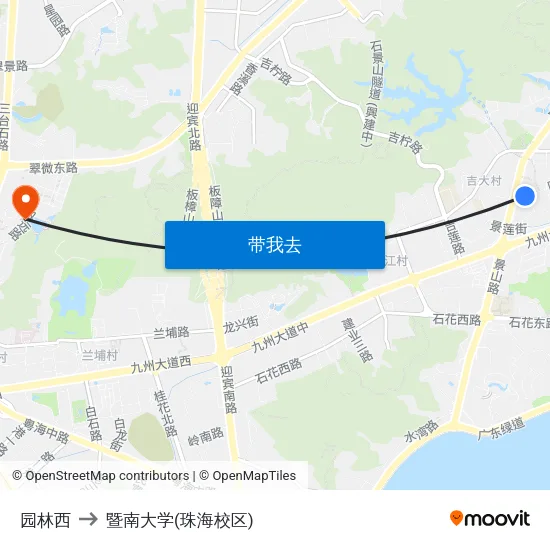 园林西 to 暨南大学(珠海校区) map
