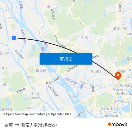 吉湾 to 暨南大学(珠海校区) map