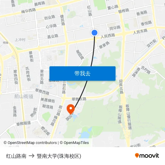 红山路南 to 暨南大学(珠海校区) map
