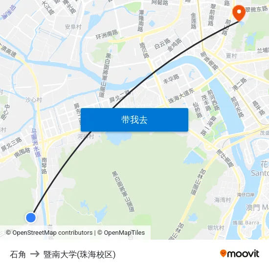 石角 to 暨南大学(珠海校区) map