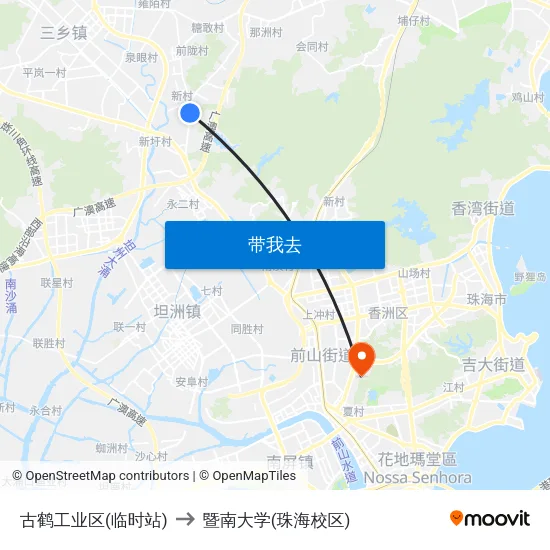古鹤工业区(临时站) to 暨南大学(珠海校区) map