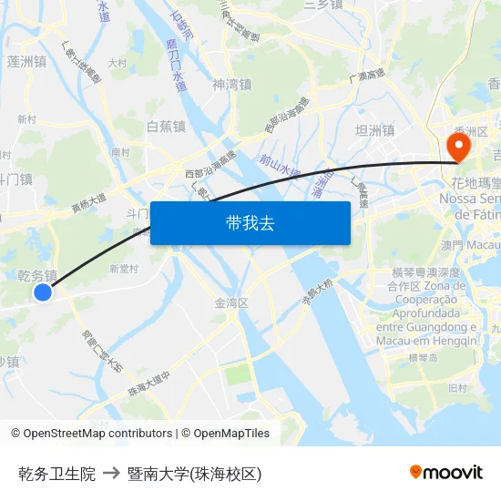乾务卫生院 to 暨南大学(珠海校区) map