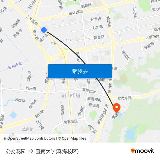 公交花园 to 暨南大学(珠海校区) map