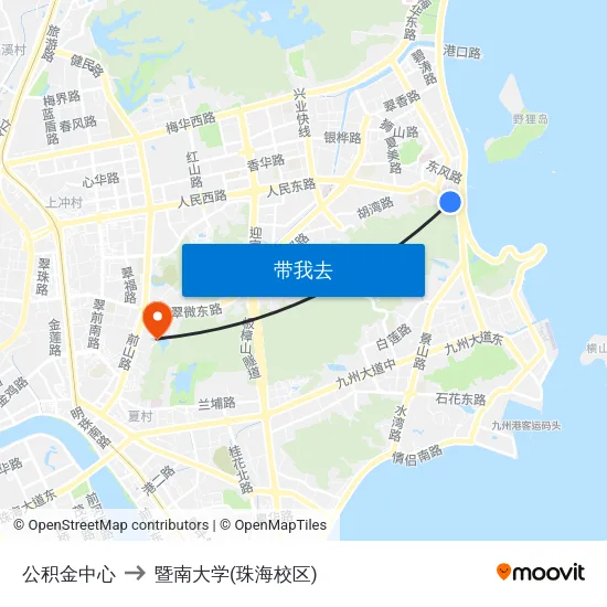 公积金中心 to 暨南大学(珠海校区) map