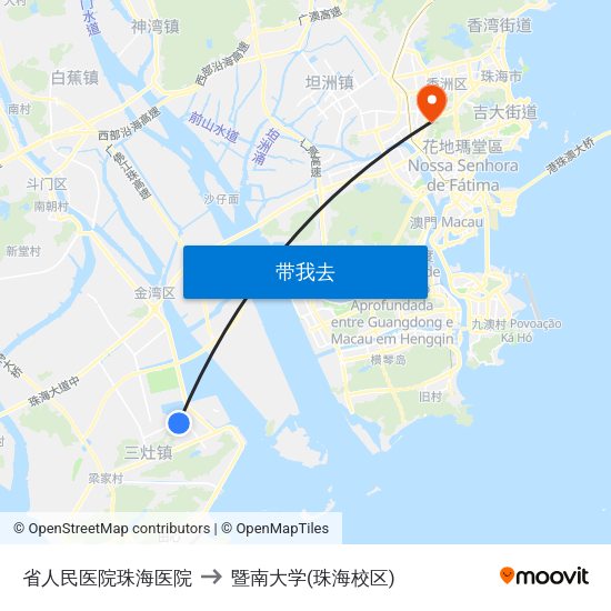省人民医院珠海医院 to 暨南大学(珠海校区) map