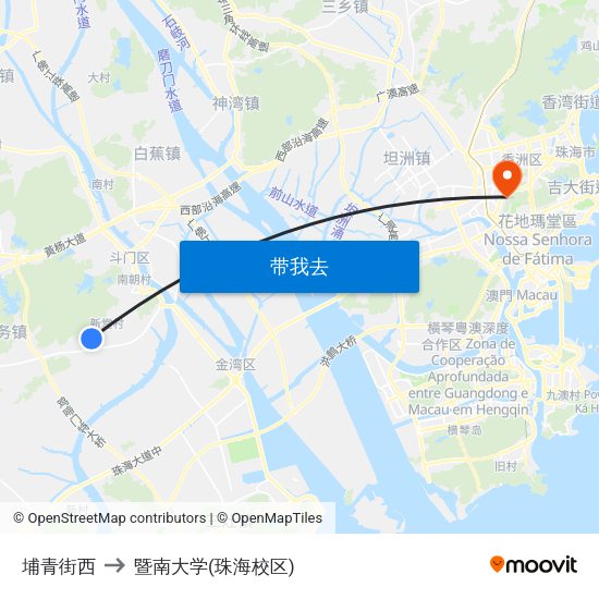埔青街西 to 暨南大学(珠海校区) map