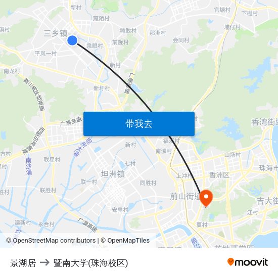 景湖居 to 暨南大学(珠海校区) map