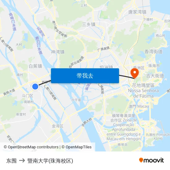 东围 to 暨南大学(珠海校区) map