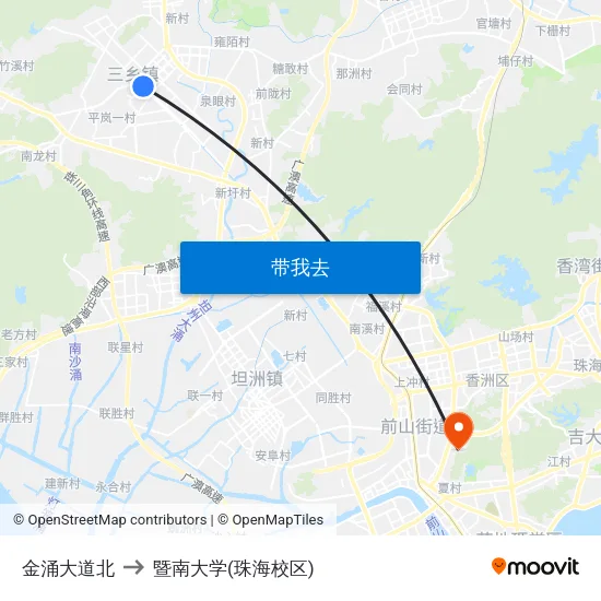 金涌大道北 to 暨南大学(珠海校区) map