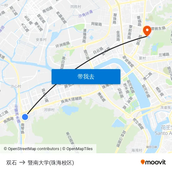双石 to 暨南大学(珠海校区) map