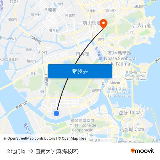 金地门道 to 暨南大学(珠海校区) map