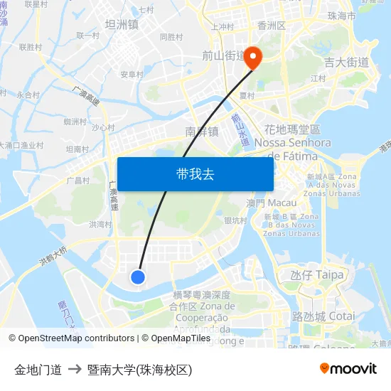 金地门道 to 暨南大学(珠海校区) map