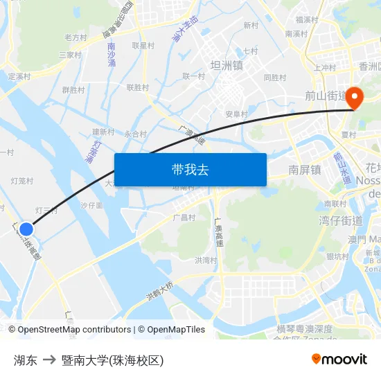 湖东 to 暨南大学(珠海校区) map