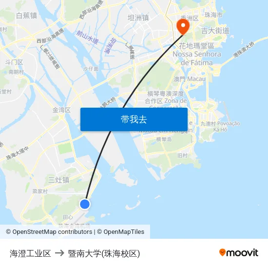 海澄工业区 to 暨南大学(珠海校区) map