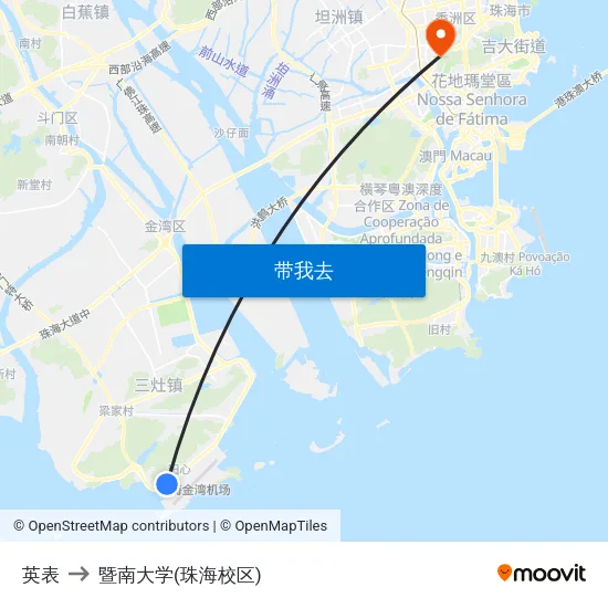 英表 to 暨南大学(珠海校区) map