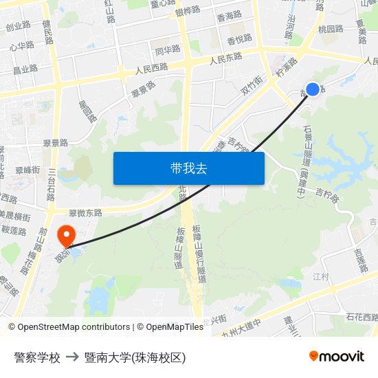 警察学校 to 暨南大学(珠海校区) map