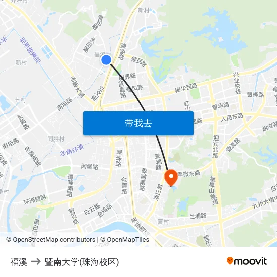福溪 to 暨南大学(珠海校区) map