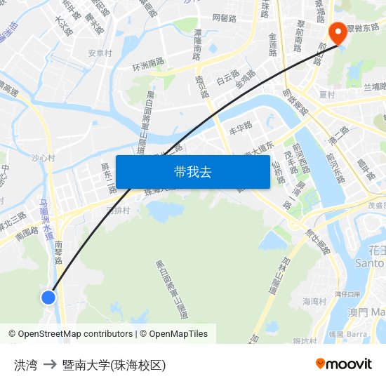 洪湾 to 暨南大学(珠海校区) map