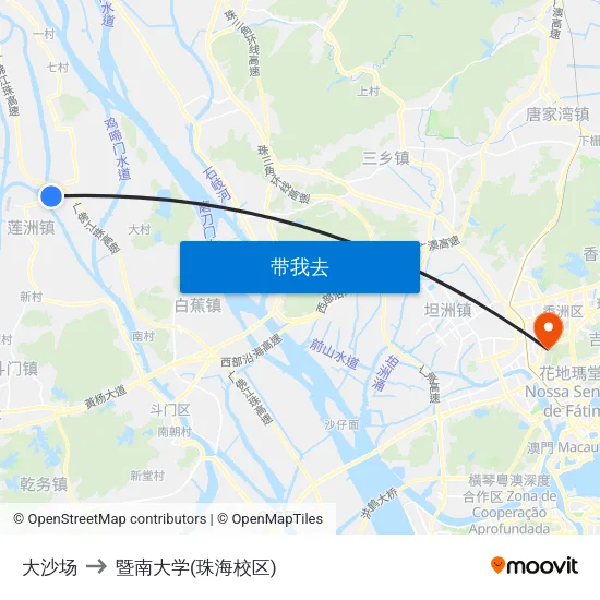 大沙场 to 暨南大学(珠海校区) map