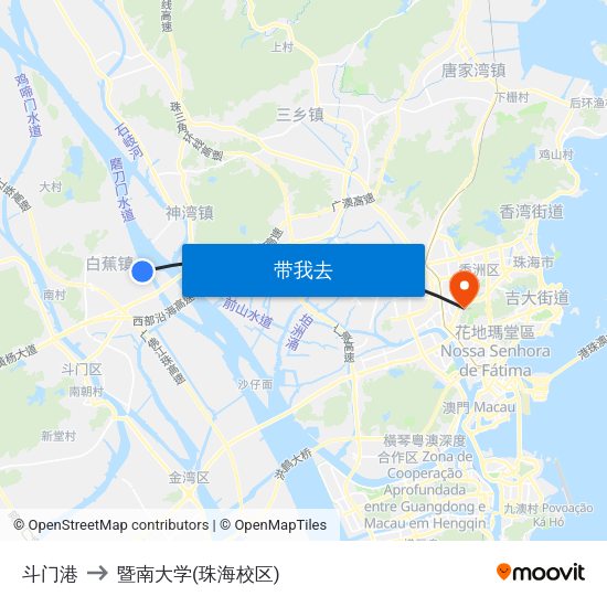 斗门港 to 暨南大学(珠海校区) map