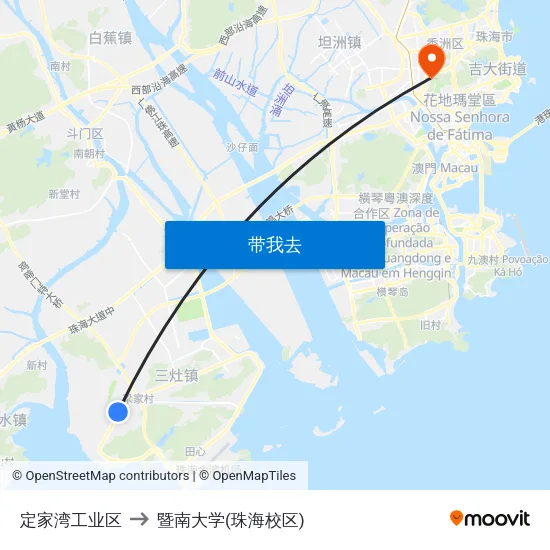 定家湾工业区 to 暨南大学(珠海校区) map