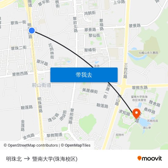 明珠北 to 暨南大学(珠海校区) map