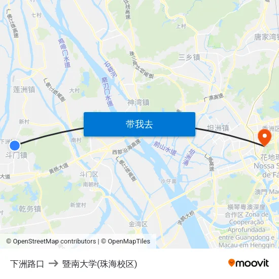 下洲路口 to 暨南大学(珠海校区) map