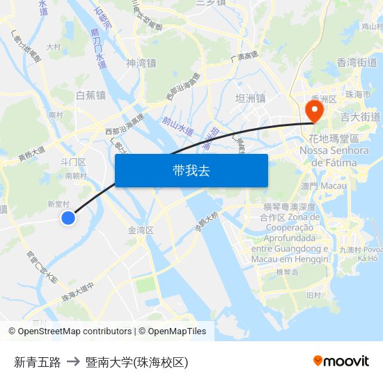 新青五路 to 暨南大学(珠海校区) map