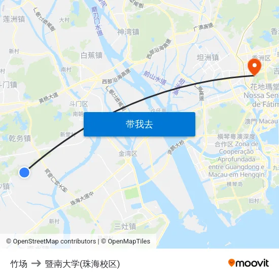 竹场 to 暨南大学(珠海校区) map