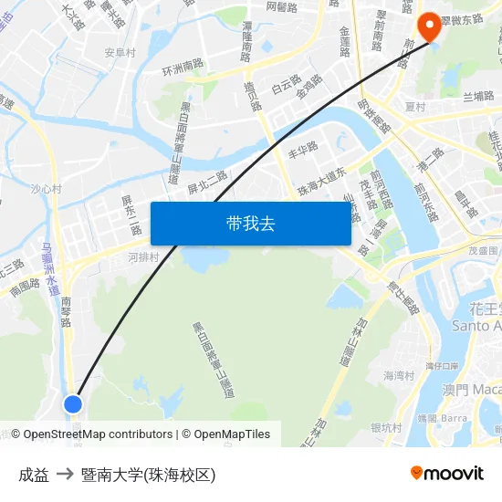 成益 to 暨南大学(珠海校区) map