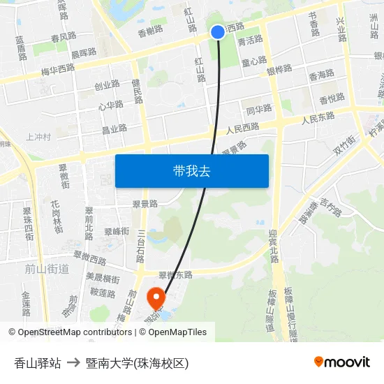 香山驿站 to 暨南大学(珠海校区) map