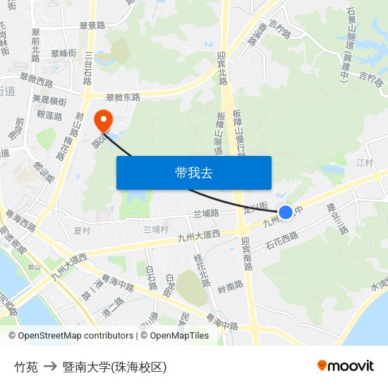 竹苑 to 暨南大学(珠海校区) map
