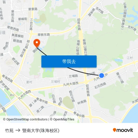 竹苑 to 暨南大学(珠海校区) map