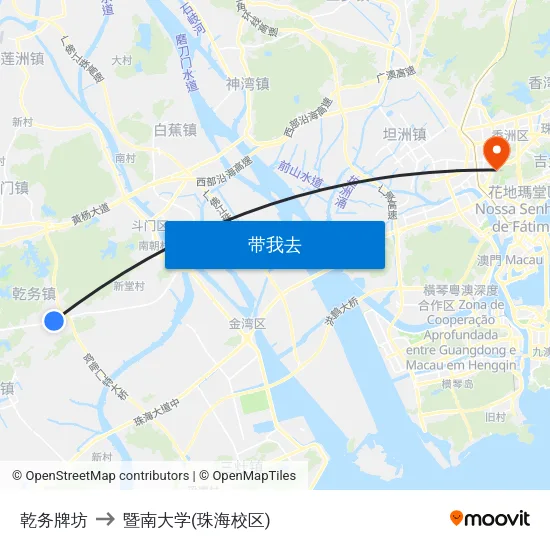 乾务牌坊 to 暨南大学(珠海校区) map