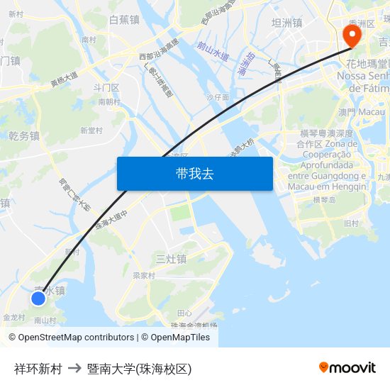 祥环新村 to 暨南大学(珠海校区) map