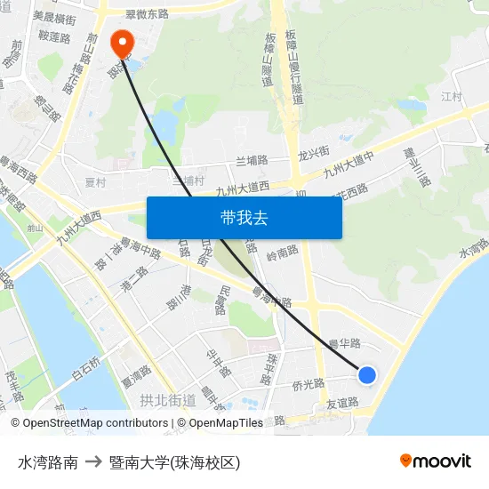 水湾路南 to 暨南大学(珠海校区) map